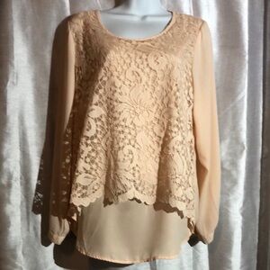 Elegant Lace Overlay Women's Top by NY Collection Petite size PL